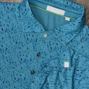 Tasc Performance Modal Soft Polo Men's Large Blue Paint Splash Stretch